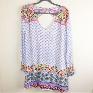 Aakaa Boho Paisley Print Tunic Dress Size Medium